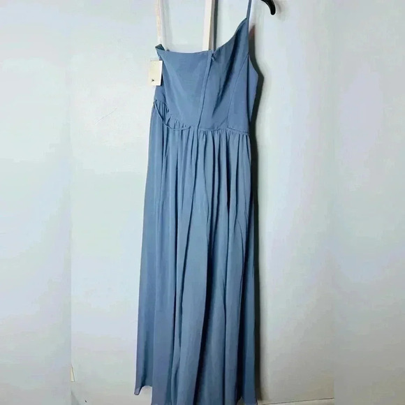 NWT David’s Bridal Women's Teal One-Shoulder Overskirt Bridesmaid Dress Size 12 - Picture 7 of 8